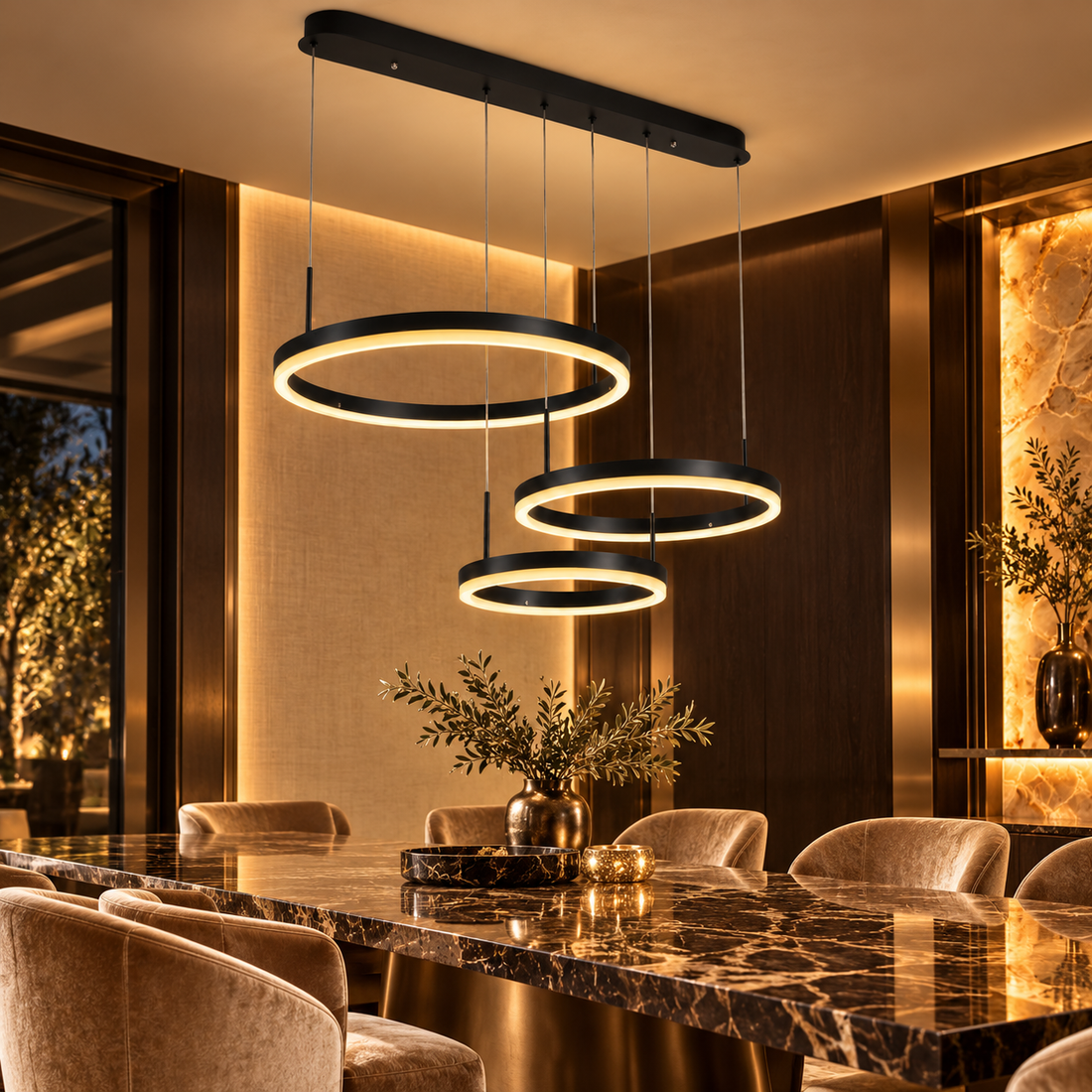 LED осветително тяло 150W CASSANDRA Circle Black 3 сегмента еквивалент 600W