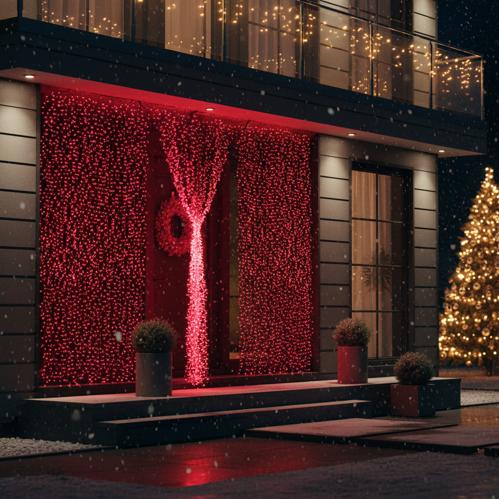 LED завеса Everred 2.5x3m червена светлина 720 LED IP44