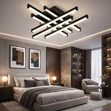 LED осветително тяло 6 LINES Design Black SMART Еквивалент 500W Дистанционно