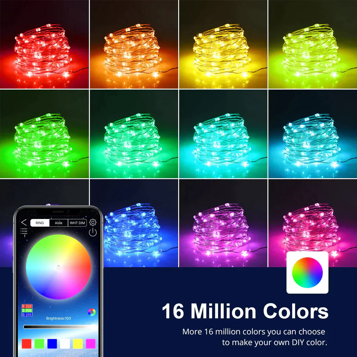 КОМПЛЕКТ LED ЛЕНТА RGB IC SMART DIGITAL 12V 10m USB Дистанционно 24 бутона