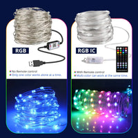 КОМПЛЕКТ LED ЛЕНТА RGB IC SMART DIGITAL 12V 10m USB Дистанционно 24 бутона