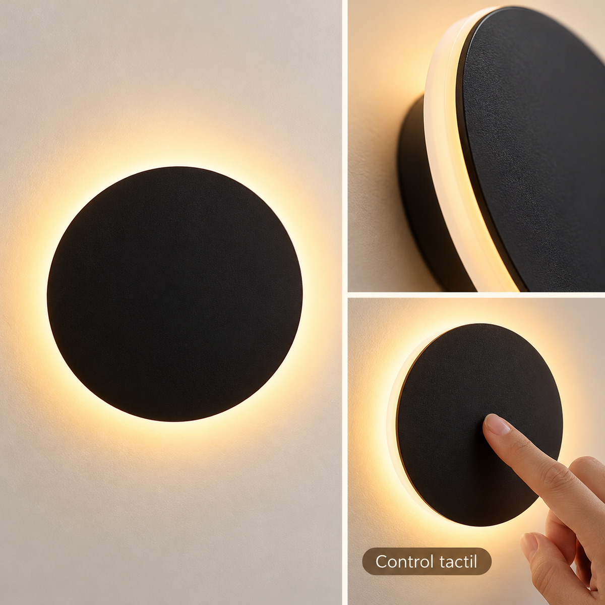 LED аплик 22W 20cm кръгъл Черен с тъч контрол