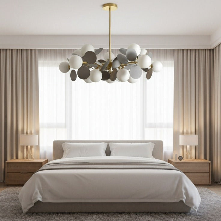 Lustra Suspendata SELVA Gold & Grey Abajur Mat Chandeliers