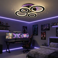 LED осветително тяло 4 CIRCLE Cristal Black RGB Еквивалент 500W Дистанционно