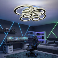 LED осветително тяло 6 CIRCLE Cristal Chrome RGB еквивалент 800W с дистанционно