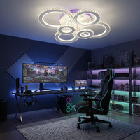LED осветително тяло 6 CIRCLE Кристал Бяла RGB Еквивалент 800W Дистанционно