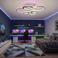 LED осветително тяло 6 CIRCLE Cristal Chrome RGB еквивалент 800W с дистанционно