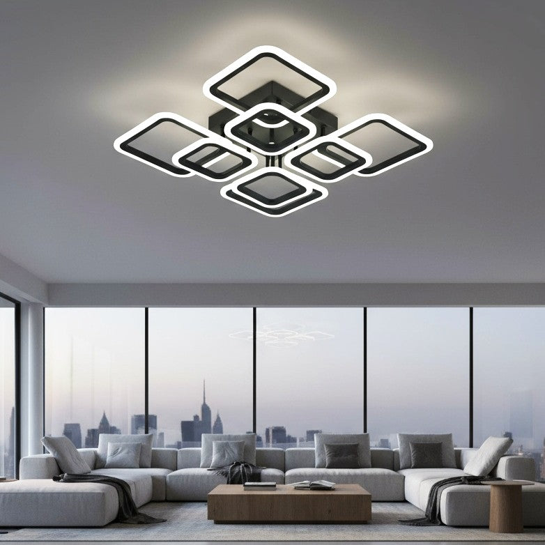 LED осветително тяло 4+4 Square Gigant Black еквивалент 1000W с дистанционно