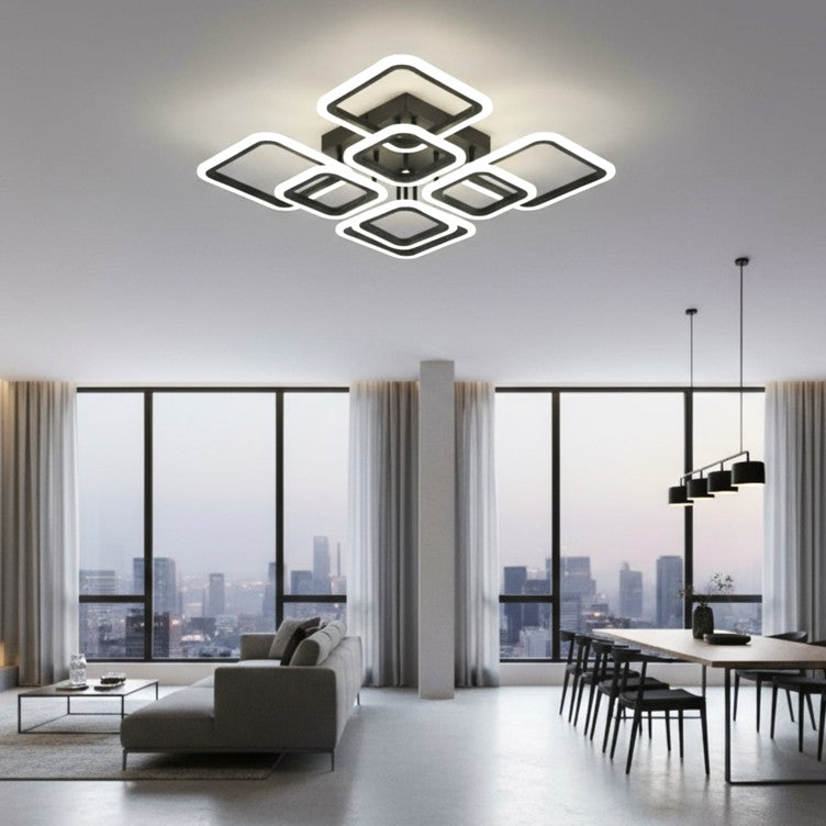 LED осветително тяло 4+4 Square Gigant Black еквивалент 1000W с дистанционно
