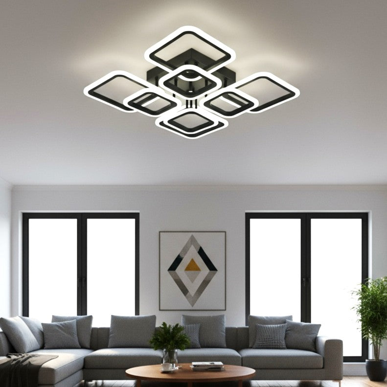 LED осветително тяло 4+4 Square Gigant Black еквивалент 1000W с дистанционно