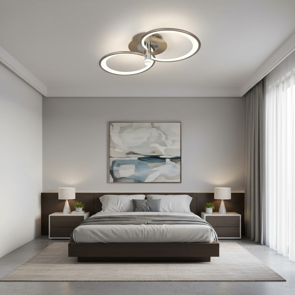 LED осветително тяло CHAMPAGNE Silver 2 Circles Еквивалент 300W Дистанционно