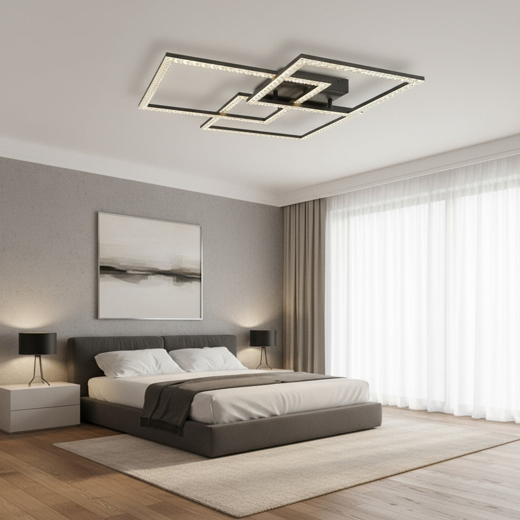 Осветително тяло LED Squares White & Wood Еквивалент 800W Дистанционно