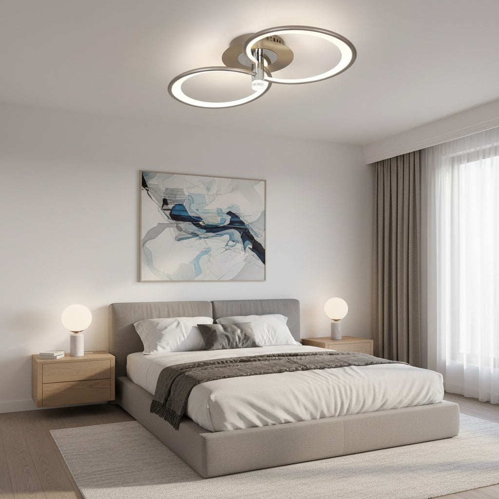 LED осветително тяло CHAMPAGNE Silver 2 Circles Еквивалент 300W Дистанционно