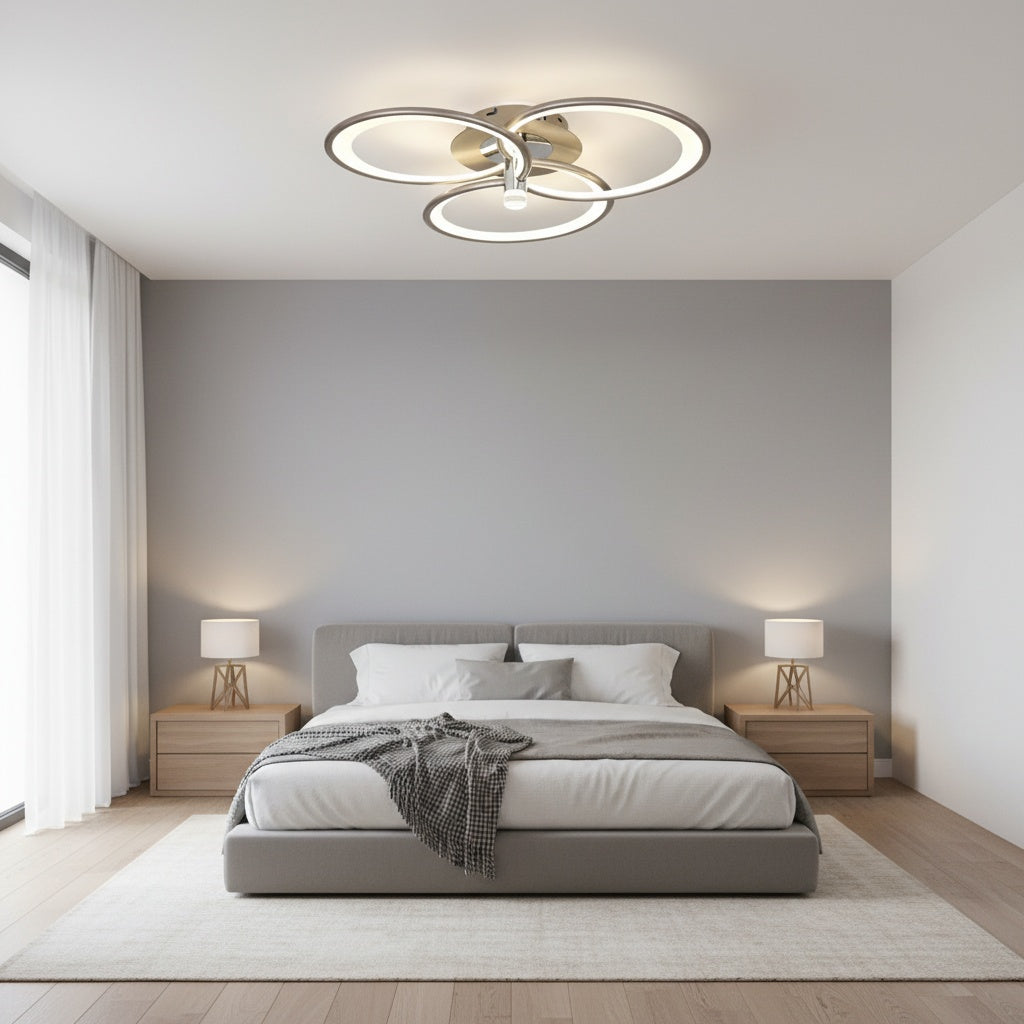 LED осветително тяло CHAMPAGNE Silver 3 Circles еквивалент 450W с дистанционно