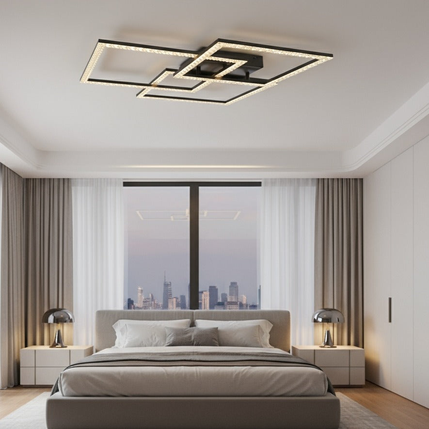 LED осветително тяло 3 Squares Cristal Black еквивалент 800W с дистанционно