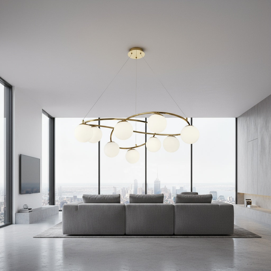 Lustra Suspendata DIONIS Gold Abajur Mat 9xE27 Chandeliers