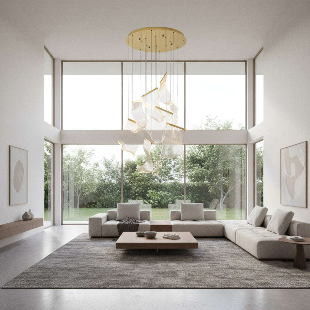 LED осветително тяло Luxury PAPER QUILL GOLD 8 елемента Еквивалент 150W Дистанционно