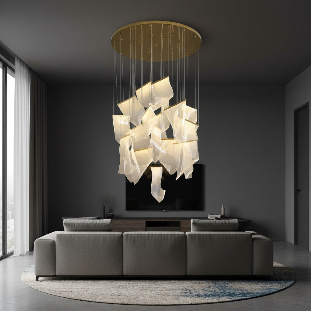 LED осветително тяло Luxury PAPER QUILL GOLD 18 елемента Еквивалент 350W Дистанционно