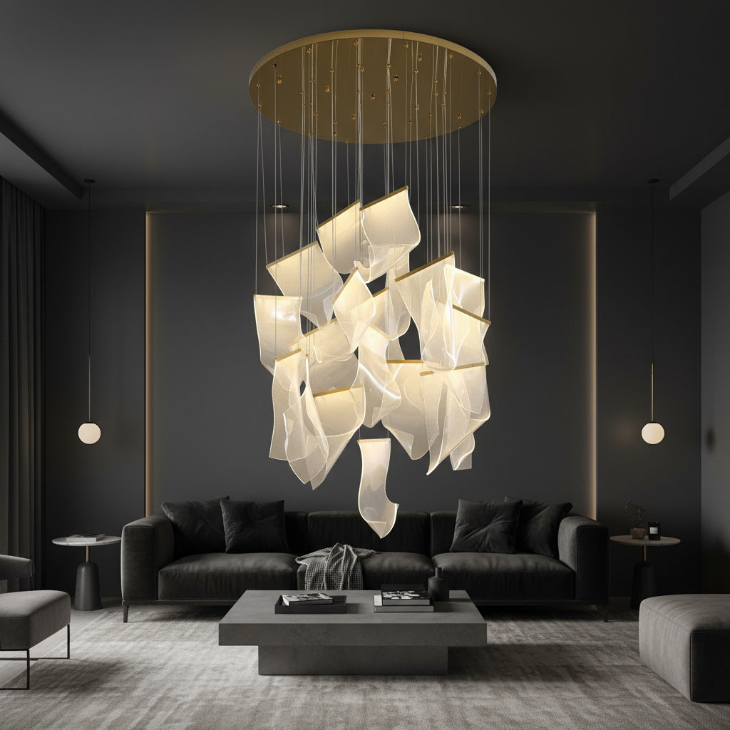 LED осветително тяло Luxury PAPER QUILL GOLD 18 елемента Еквивалент 350W Дистанционно