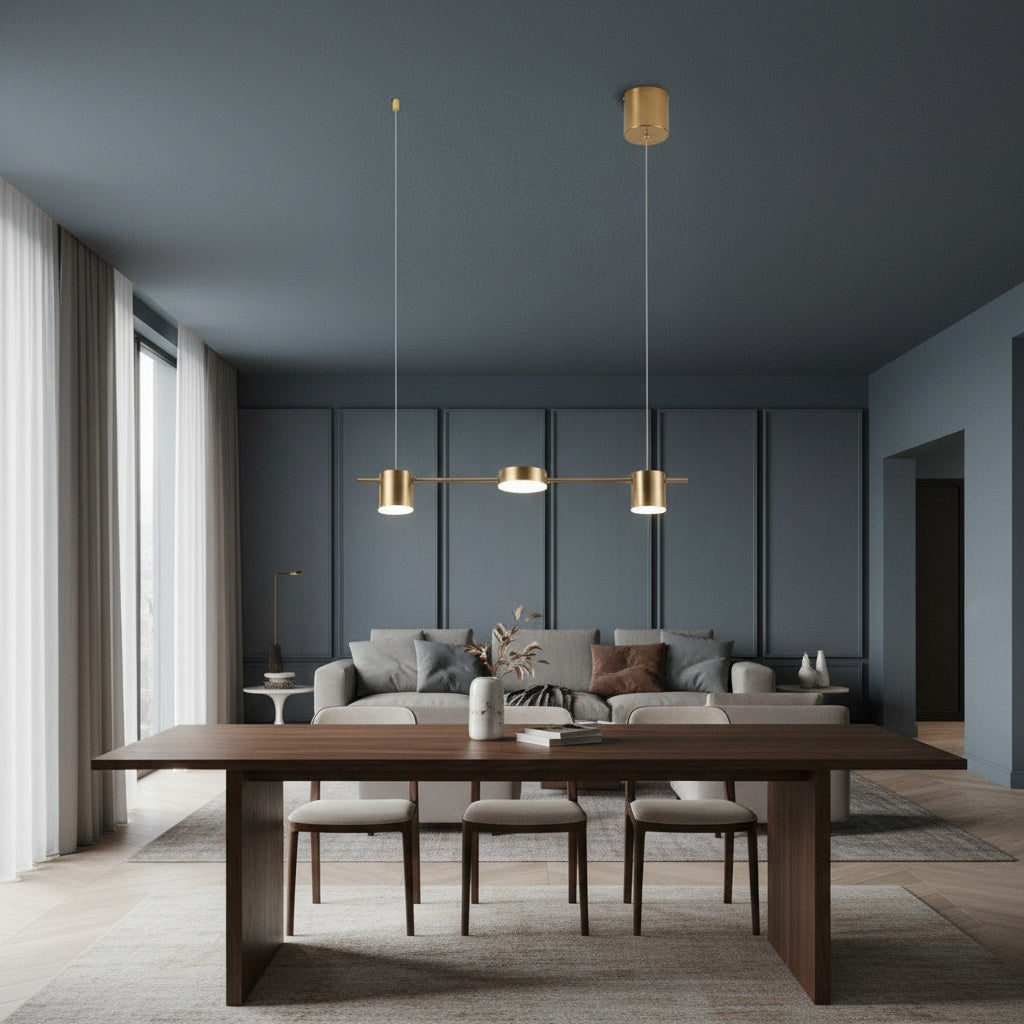 LED осветително тяло пендел Nordic Style Gold еквивалент 200W с дистанционно