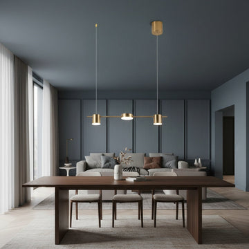 LED осветително тяло пендел Nordic Style Gold еквивалент 200W с дистанционно