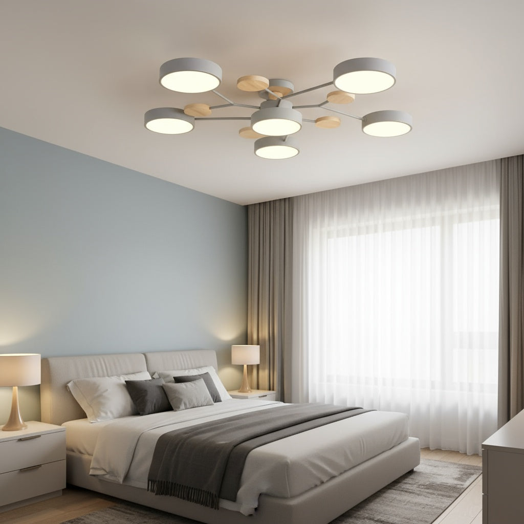 LED осветително тяло Grey & Wood 5+1 Еквивалент 800W Дистанционно