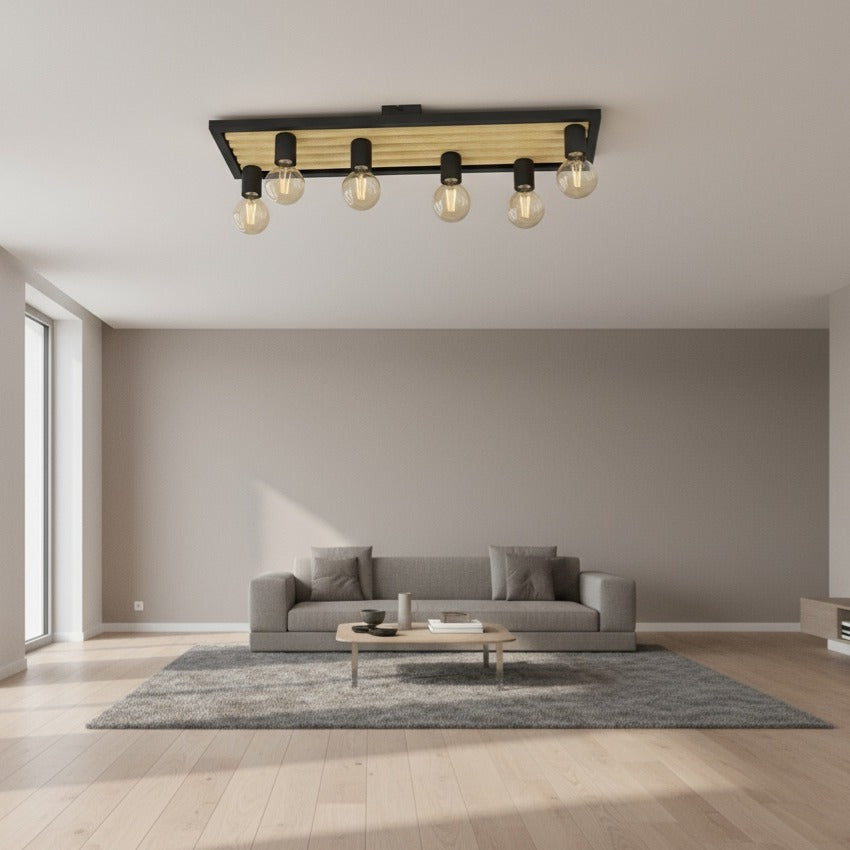 Осветително тяло CONSETT Black & Wood 6xE27 Eglo
