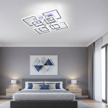LED осветително тяло 4+4 SQUARE Gigant Silver RGB Еквивалент 1200W Дистанционно