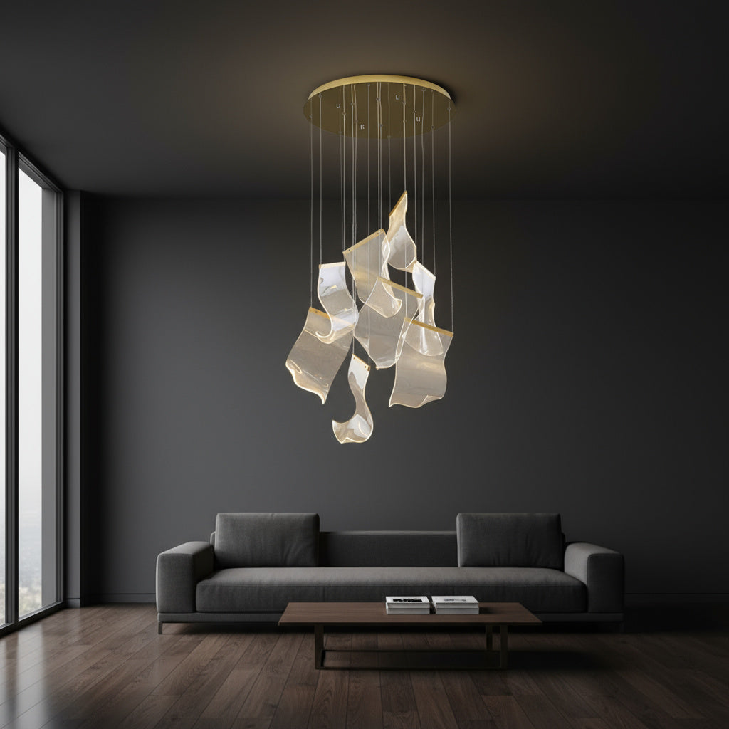 LED осветително тяло Luxury PAPER QUILL GOLD 8 елемента Еквивалент 150W Дистанционно