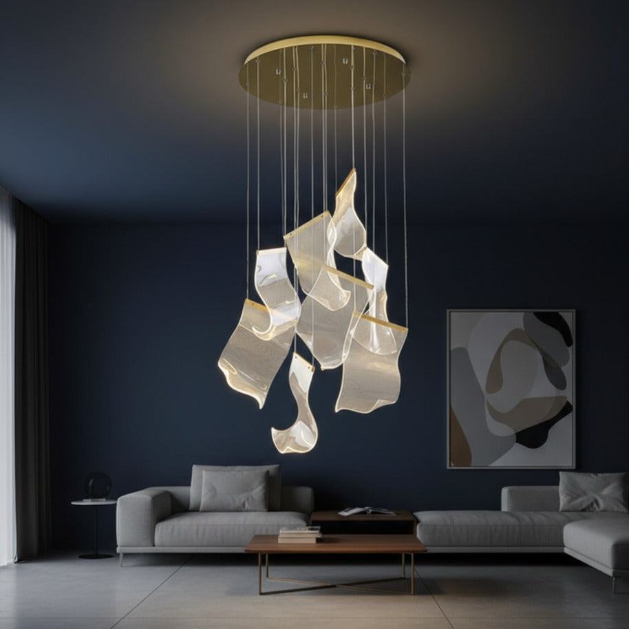 LED осветително тяло Luxury PAPER QUILL GOLD 8 елемента Еквивалент 150W Дистанционно
