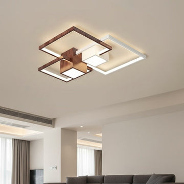 Осветително тяло LED Squares White & Wood Еквивалент 800W Дистанционно