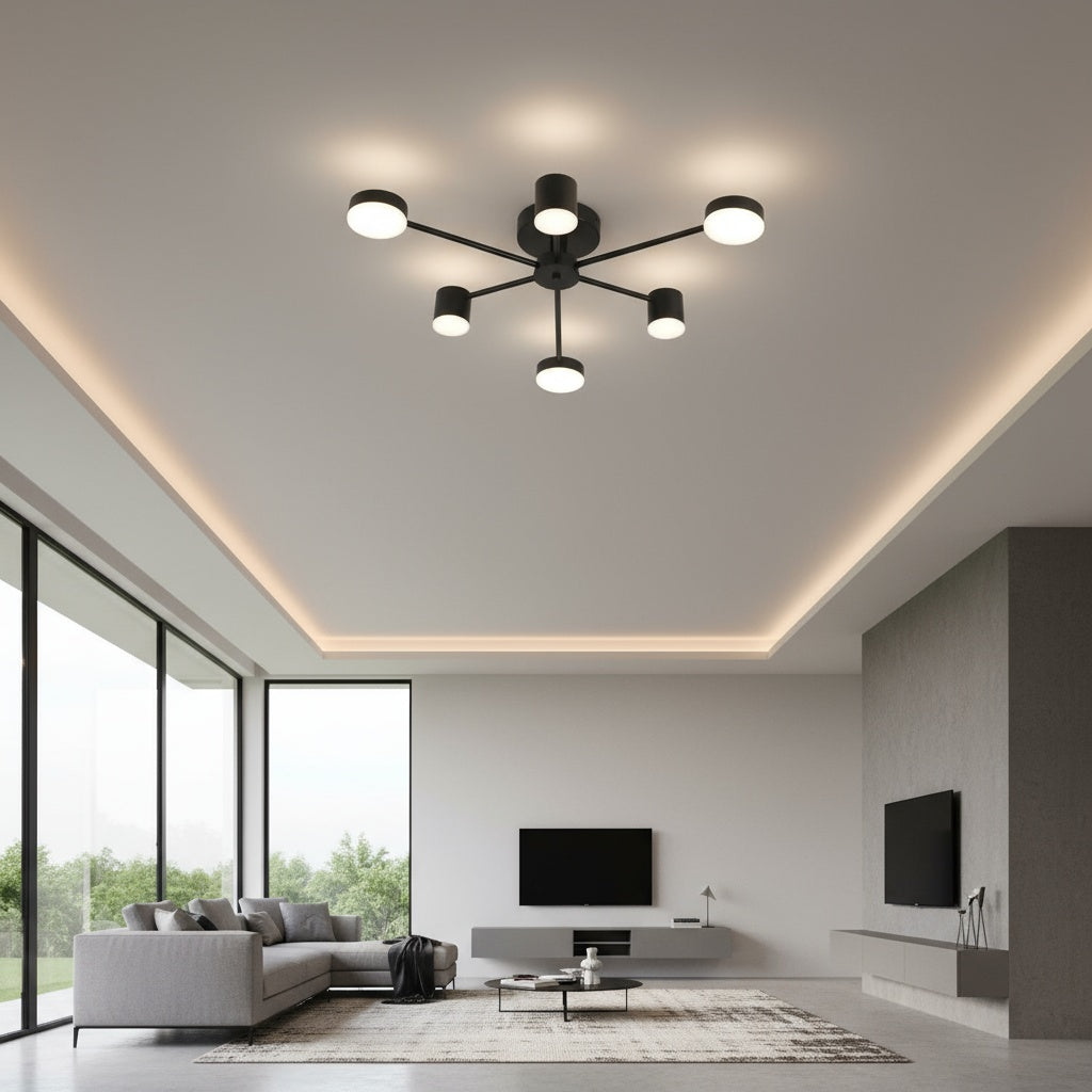 LED осветително тяло Nordic Style WEB Black еквивалент 300W с дистанционно
