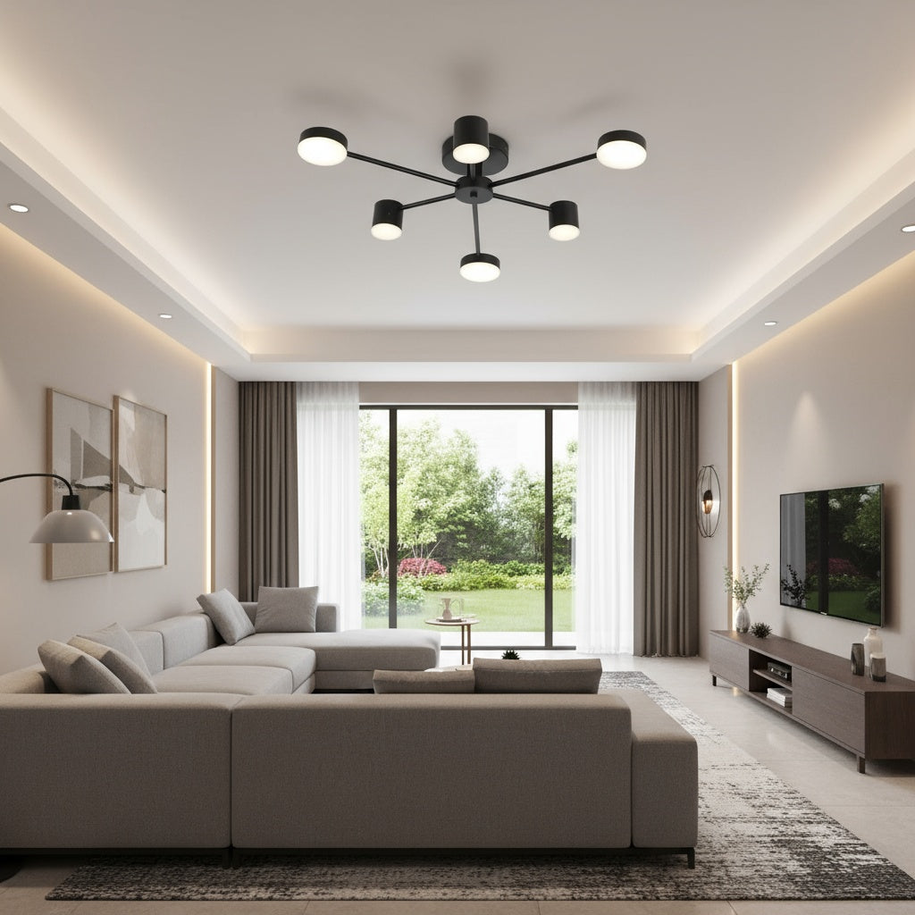LED осветително тяло Nordic Style WEB Black еквивалент 300W с дистанционно