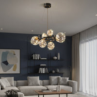 LED осветително тяло Black Sparkle, прозрачен абажур, еквивалент 250W
