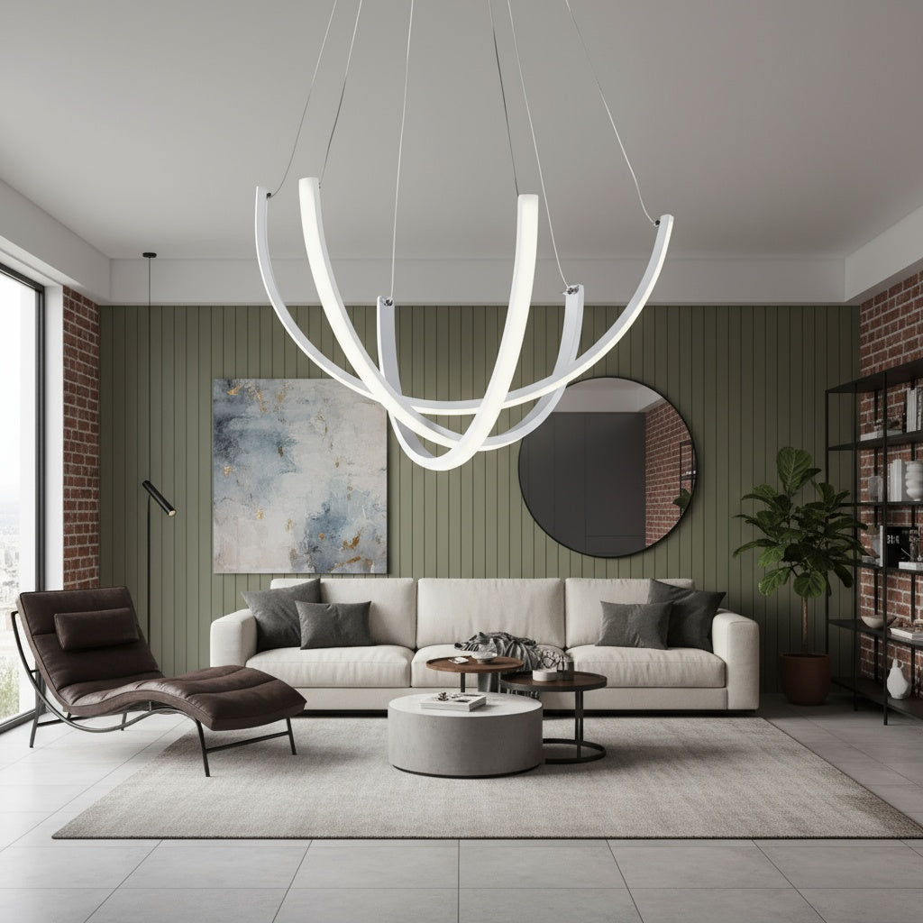 Окачено LED осветително тяло NOVIQ бяло, еквивалент 600W, с дистанционно