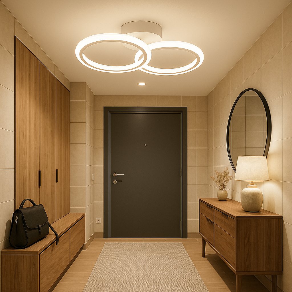 LED осветително тяло 1+1 Circle Design бяло еквивалент 300W с дистанционно