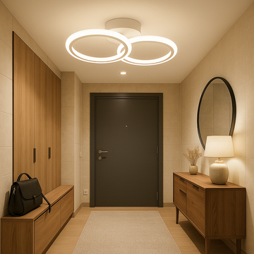 LED осветително тяло 1+1 Circle Design бяло еквивалент 300W с дистанционно