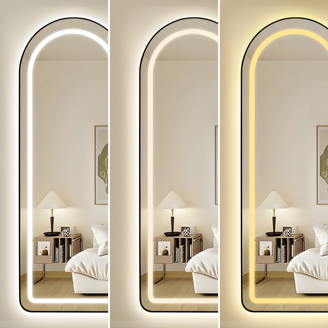 Oglinda Led Cu Touch 50X160Cm Floor Standing Black Arque Mirror