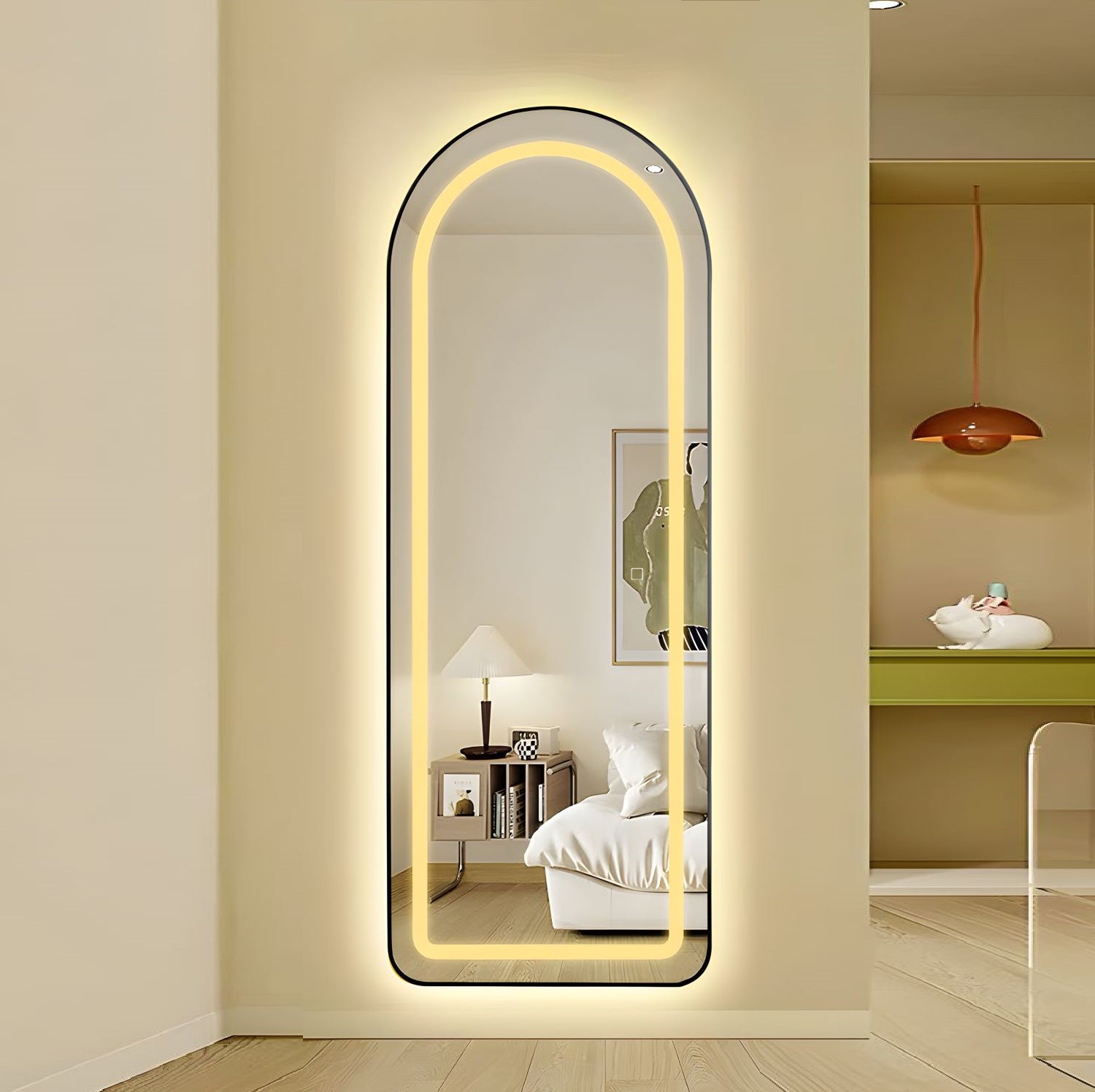 LED огледало с Touch 50x160cm свободностоящо черно Arque