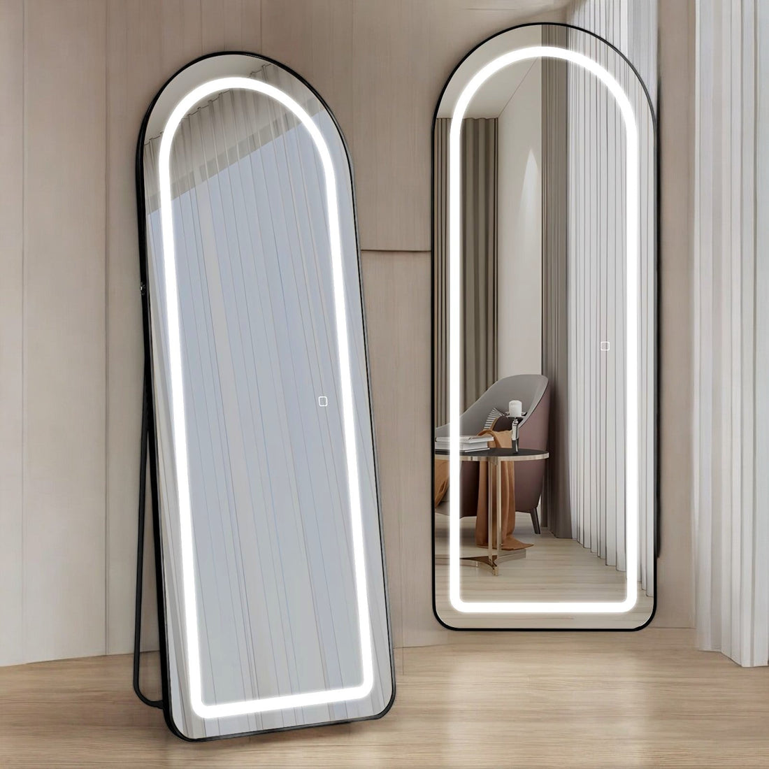 LED огледало с Touch 50x160cm свободностоящо черно Arque