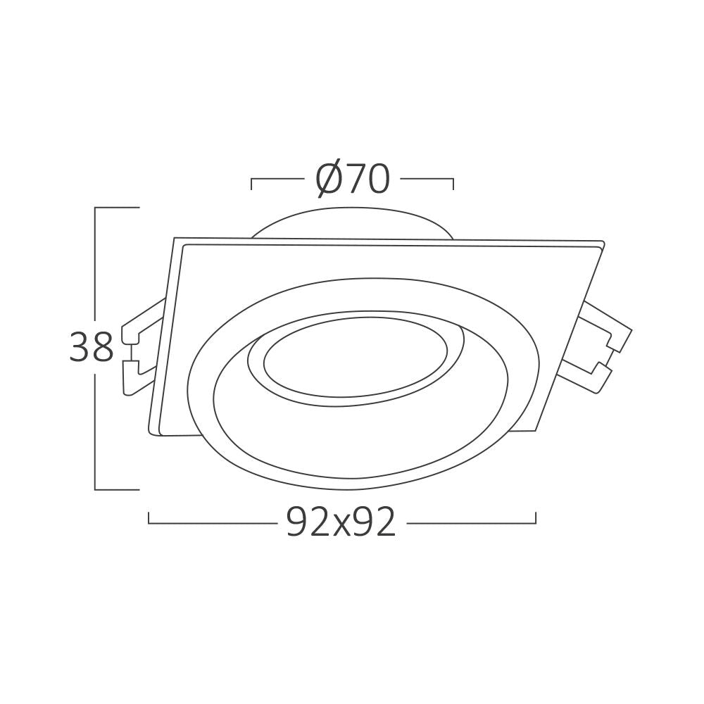 Вграден квадратен спот черен & бял фасунга MR16 Ø92x38mm