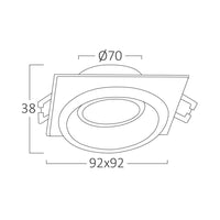 Вграден квадратен спот бял фасунга MR16 Ø92x38mm