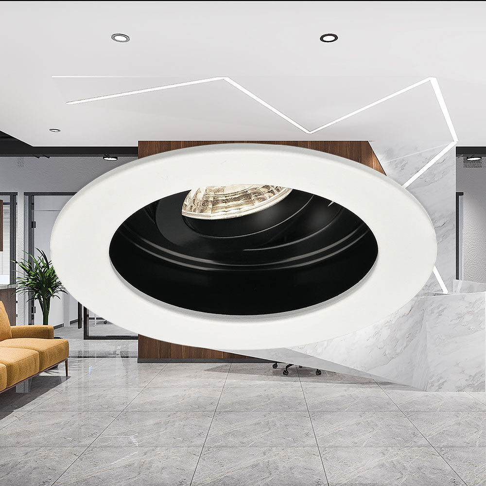 Вграден кръгъл спот с регулируем сноп Бял & Черен Фасунга MR16 Ø100x30mm
