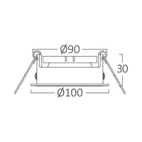 Вграден кръгъл спот с регулируем сноп Бял & Черен Фасунга MR16 Ø100x30mm
