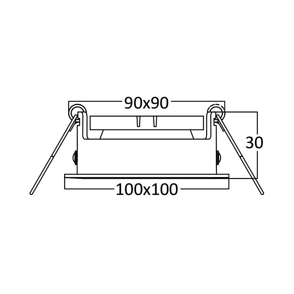 Вграден квадратен спот с регулируем сноп, черен, фасунга MR16 L100xH30mm