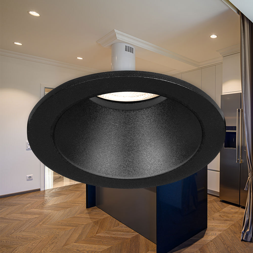 Вграден кръгъл спот черен фасунга MR16 Ø85x32mm