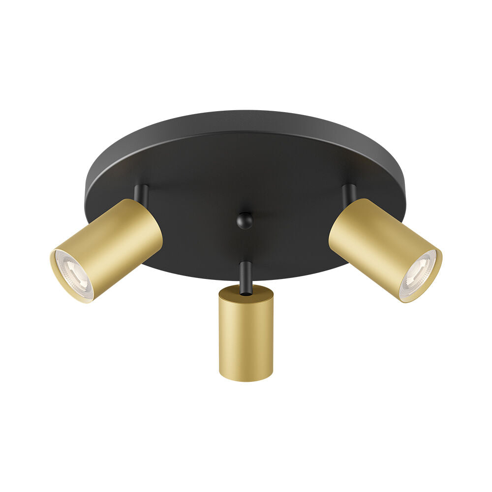 Lustra Negru & Auriu cu 3 Spoturi Reglabile Suport Rotund 3xGU10 Lighting Fixtures