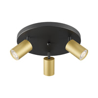 Lustra Negru & Auriu cu 3 Spoturi Reglabile Suport Rotund 3xGU10 Lighting Fixtures