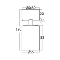 Насочен кръгъл повърхностен спот черен фасунга GU10 Ø55x120mm