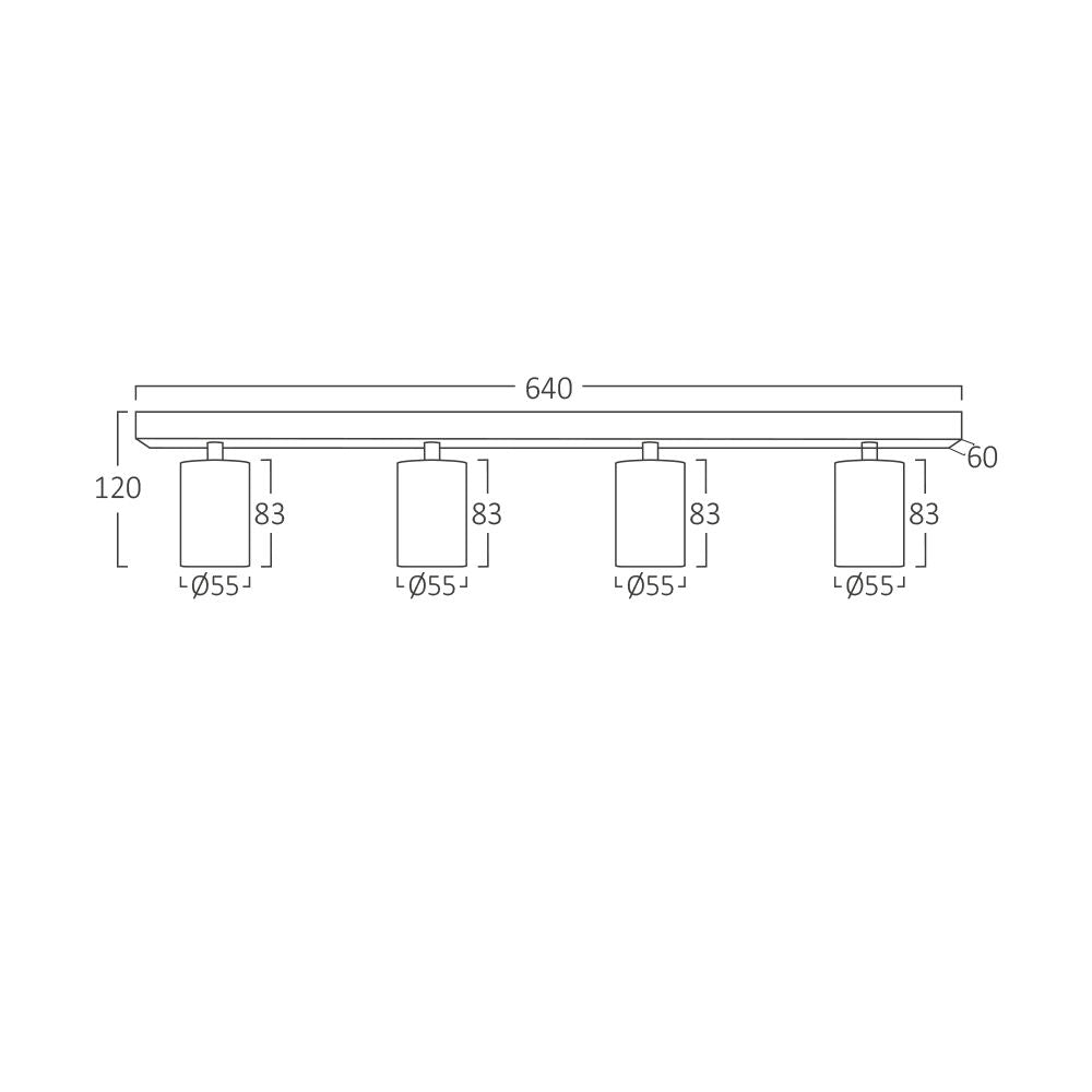Lustra Neagra Liniara cu 4 Spoturi Reglabile 4xGU10 Lighting Fixtures